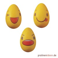 Halbschalen-Ei klein Smiley weiß, 1 Lage mit 63 Stück